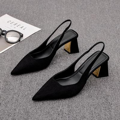 Mode Damen Sandalen Geschlossene Halbschuhe Damenschuhe Quadratische Absätze Spitzschuh Sexy Kleid Sandale Korea Asiatische Größe Designer Täglich Das Beste VIP