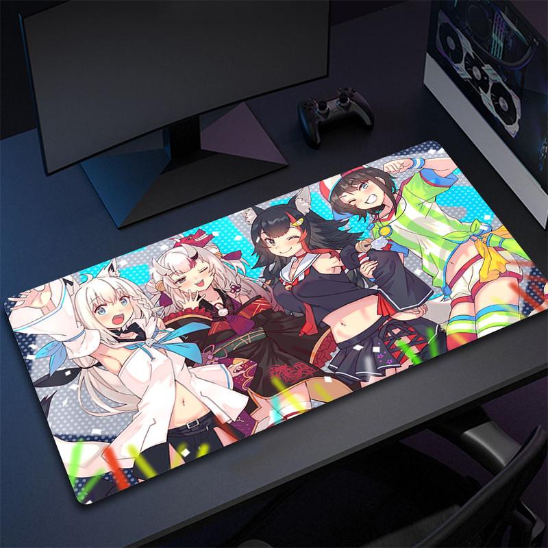Anime Locking Edge Mousepad Computer Keyboard Mat Hololive Large Gaming Mouse Pad XXL Nakiri Ayame Mouse Mat Gamer Keyboard Pads
