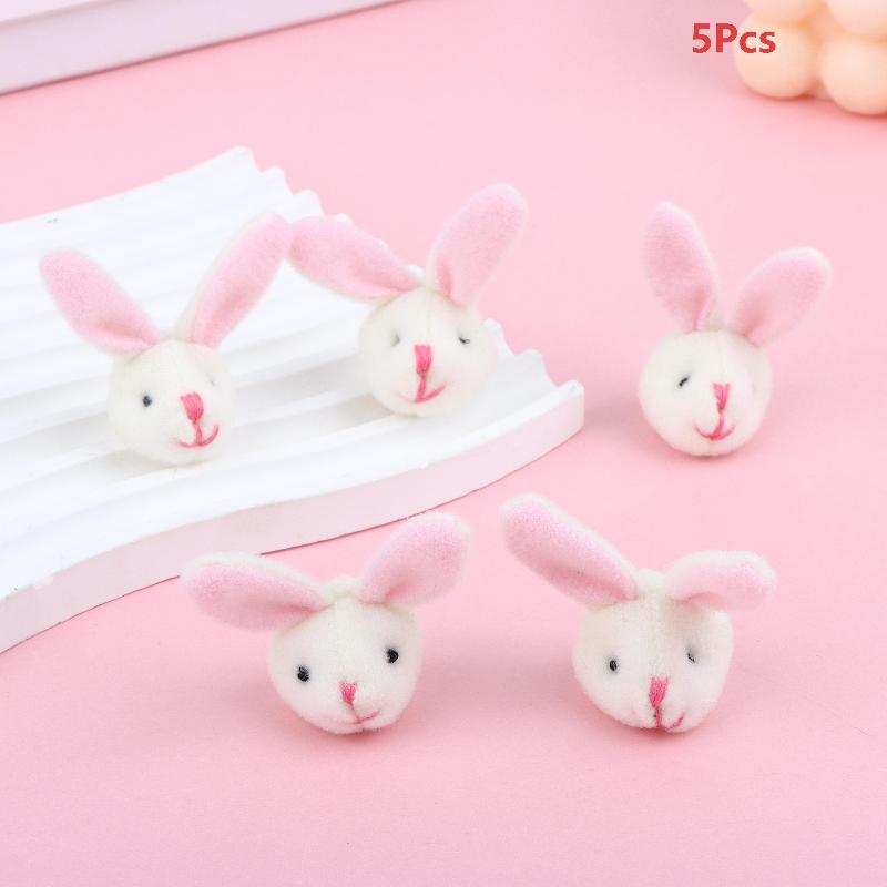 5 Bucăți Ornaments Drăguți cu Cap de Iepure de Pluș Păpușă Mini Iepuraș Accesorii Artizanat Diy Pentru Agrafă de Păr Broșă Geantă Îmbrăcăminte Decorațiune Cadou