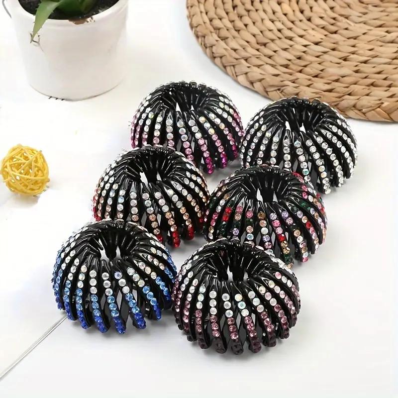 Simplicity Rhinestone Bird's nest hair curler hairclip for women elegant ponytail clip Fashion girls hairpins Hair accessories