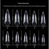 500Pcs/Box Diy Manicure Extension Tools Stiletto Nail Tips Transparent False Press On Acrylic Nails Mixed Size Fake Nails