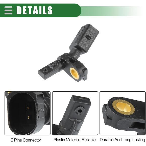 Motoforti Front Left ABS Speed Sensor,for Volkswagen Alltrack 2017-2019, ABS, No.WHT003861, Black