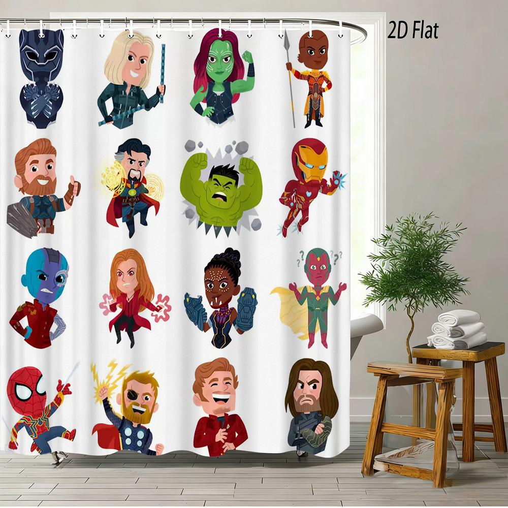 Spider-Man Red Web Pattern Waterproof Shower Curtain For Superhero Bathroom Decor