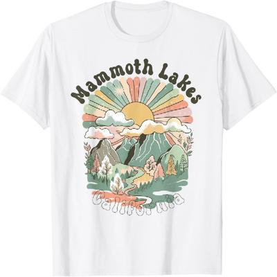 T-shirt Vintage Mammoth Lakes Californie Montagnes Randonnée Coucher de Soleil