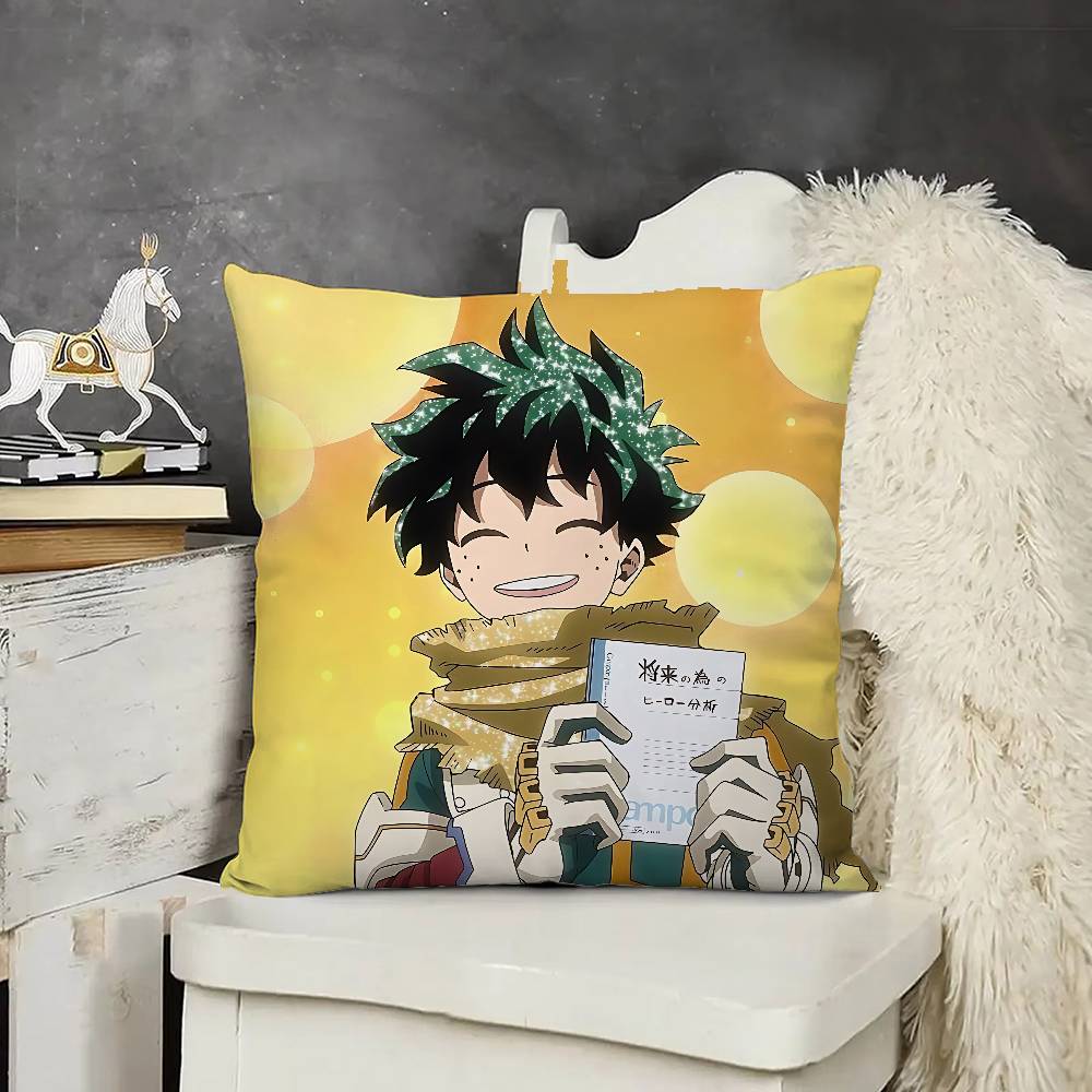 Anime Cute L-Izuku Midoriya Pillow Case Cushion Cover Soft Cute Throw Pillow Case For Car Sofa Pillowcase Polyester With Zipper