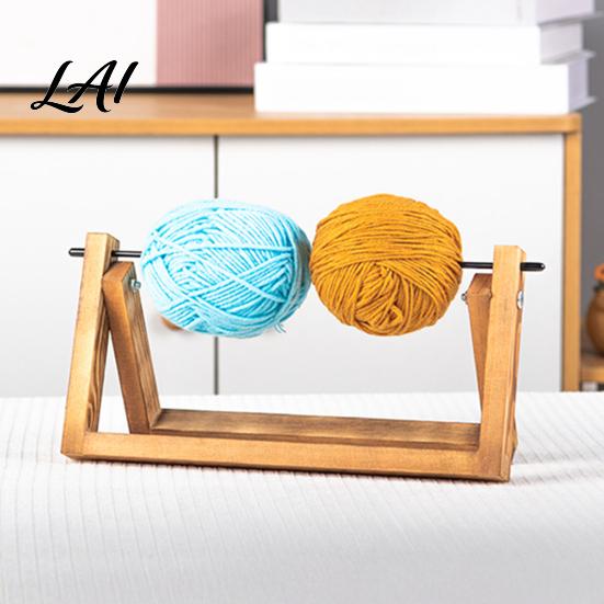 Solid Wood Yarn Dispenser Wooden Crochet Holder Rotatable Portable Organizer Rack Stable Stand for Travel Mortise And Tenon Frame Home or