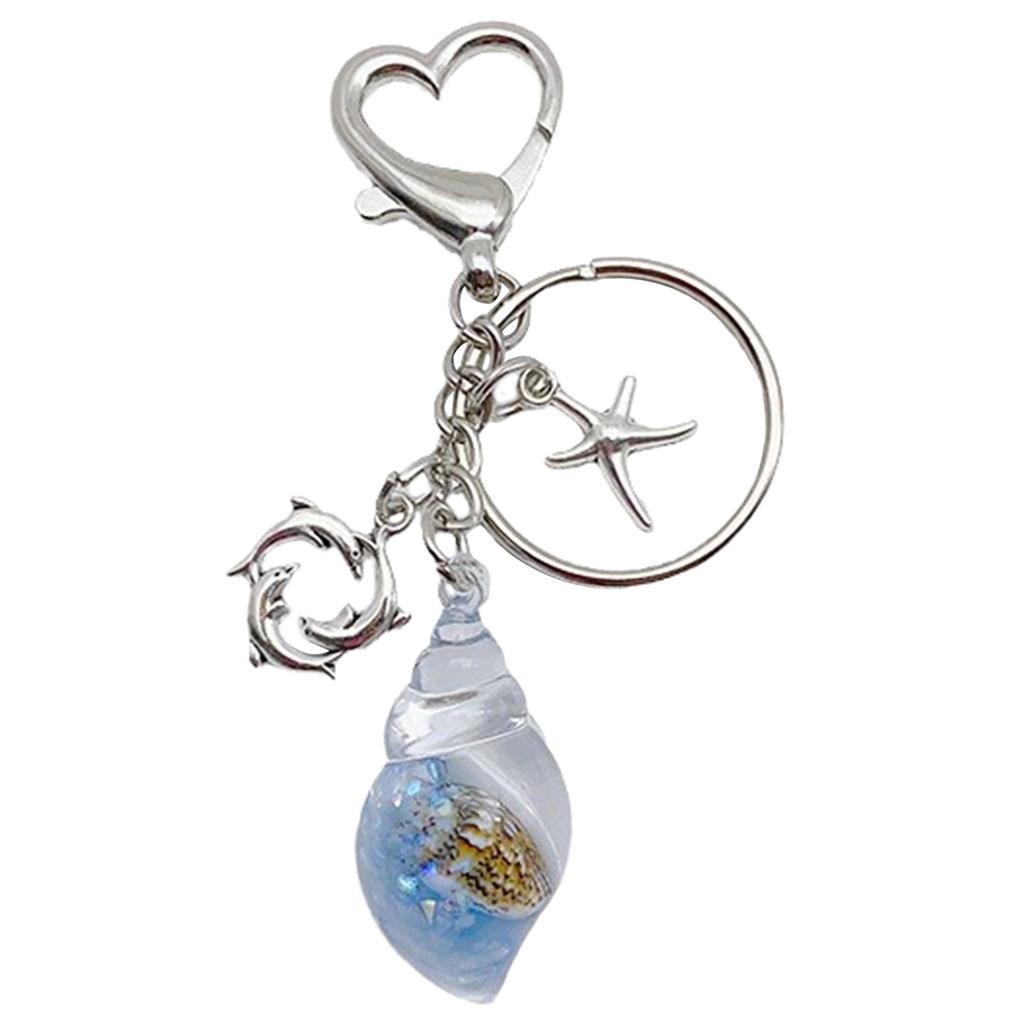 Stylish Ocean Themed Keychain Bag Purse Keyrings Backpack Pendant Conch Key Ornament Perfect Gift for Fashion Lover