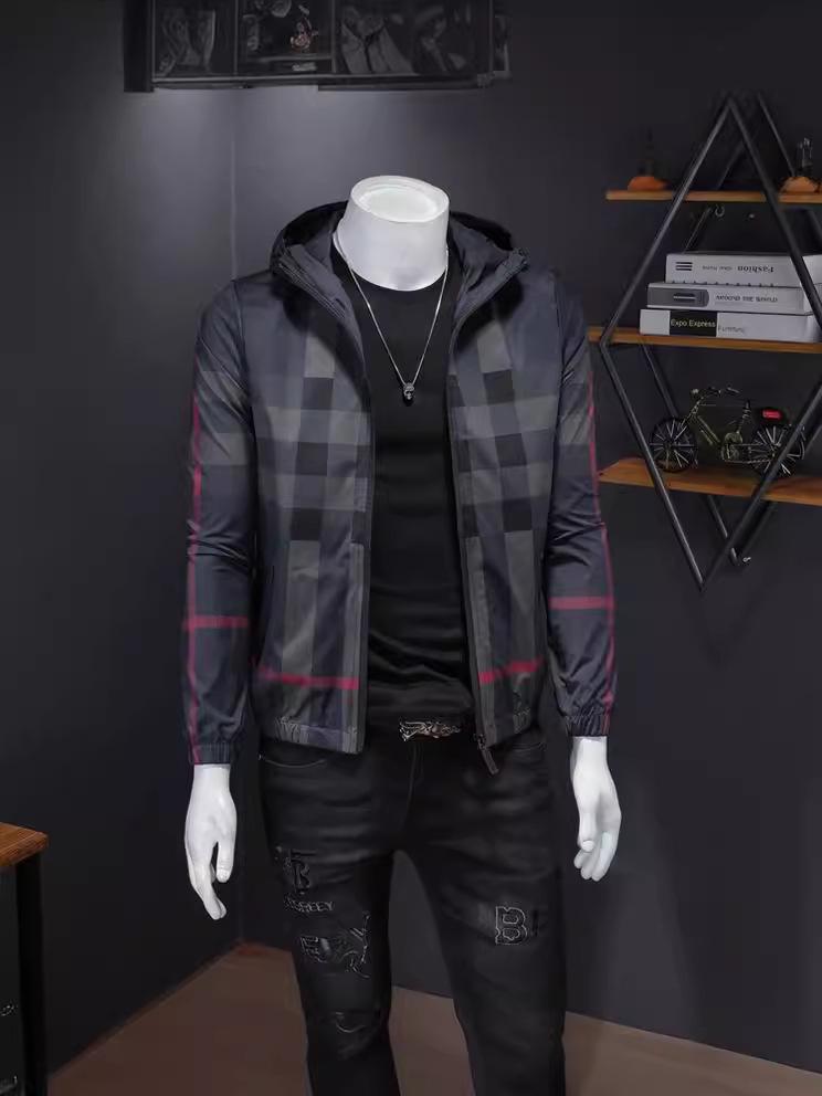 Pánský trendy károvaný pruhovaný kardigan bunda s kapucí - Evropský styl, Velké velikosti, Jaro/Podzim