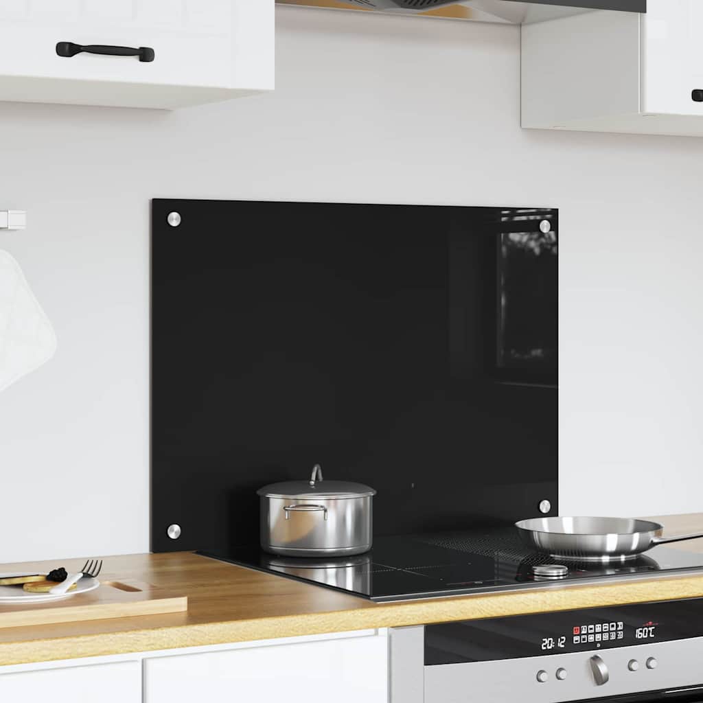 Kitchen Backsplash Black 70 x 50 cm Tempered Glass