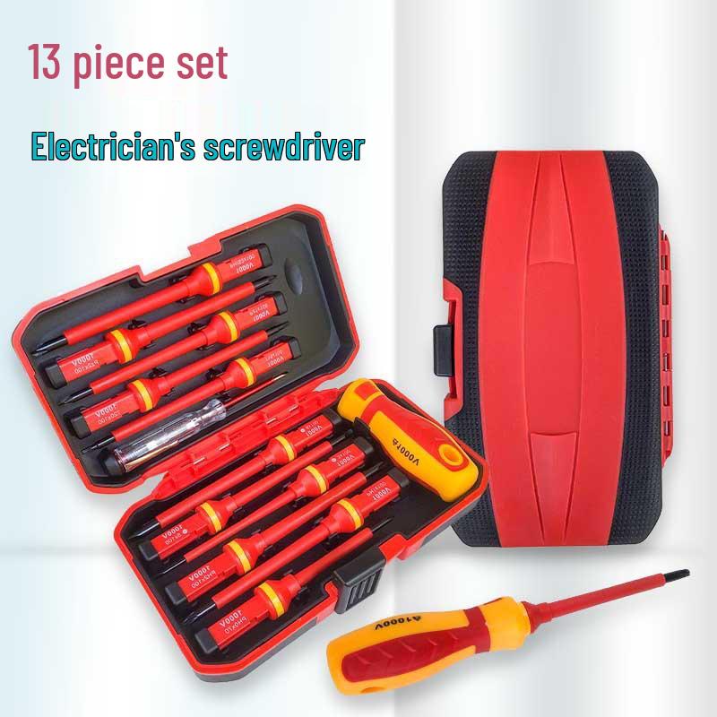 13-Piece Insulated Screwdriver Set with Live Wire Tester for Electricians