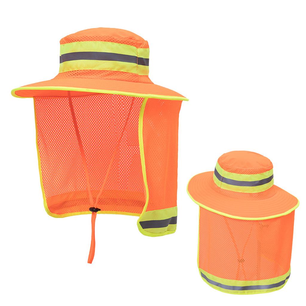 Reflective Safety Hat Sun Hat High Visibility Bucket Hat With Neck Flap Large Cooling Ranger Hat Reflective Bucket Cap