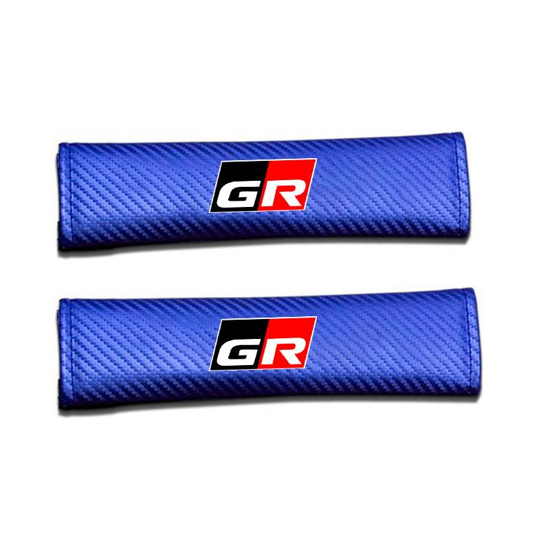 For Toyota GR 86 Supra Yaris RAV4 Prius Corolla C-HR Auris TRD 2pcs Carbon Fiber Leather Safety Belt Shoulder Cover Accessories