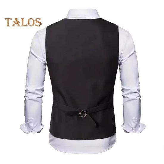 Pánská obleková vesta s výstřihem do V bez rukávů Jednořadý kabátek s kapsami Jednobarevný Slim Fit Formální styl Business vesta