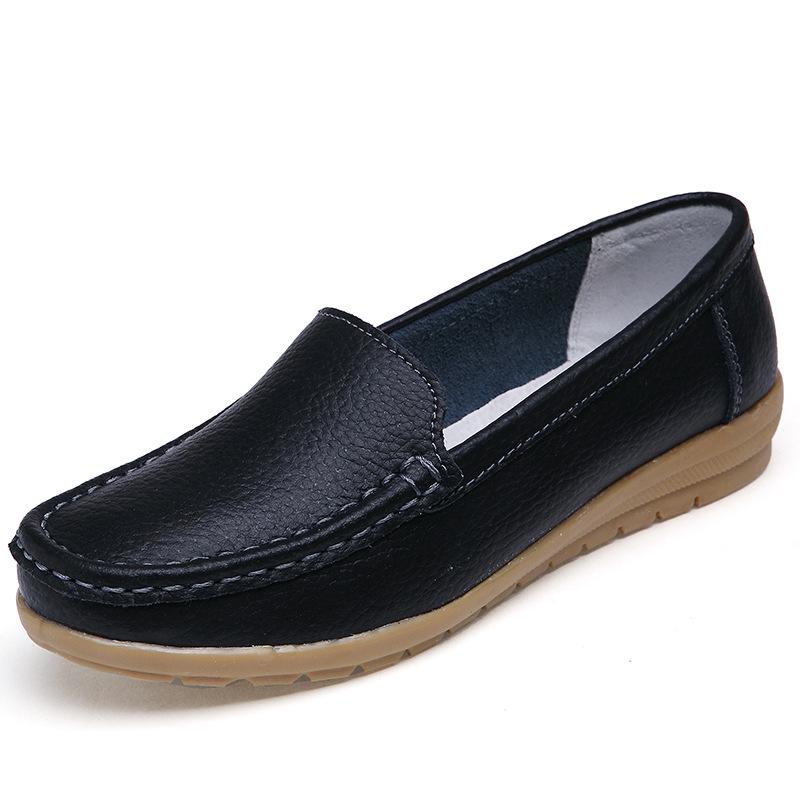 

Мягкая подошва для мам. Туфли на плоской подошве. Нескользящая обувь для женщин среднего и пожилого возраста. Повседневная кожаная обувь для женщин. 41 чёрный