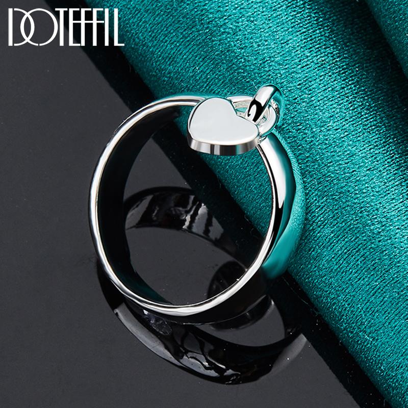 925 Sterling Silver Heart-shaped Lock Ring Fashion Wedding Jewelry