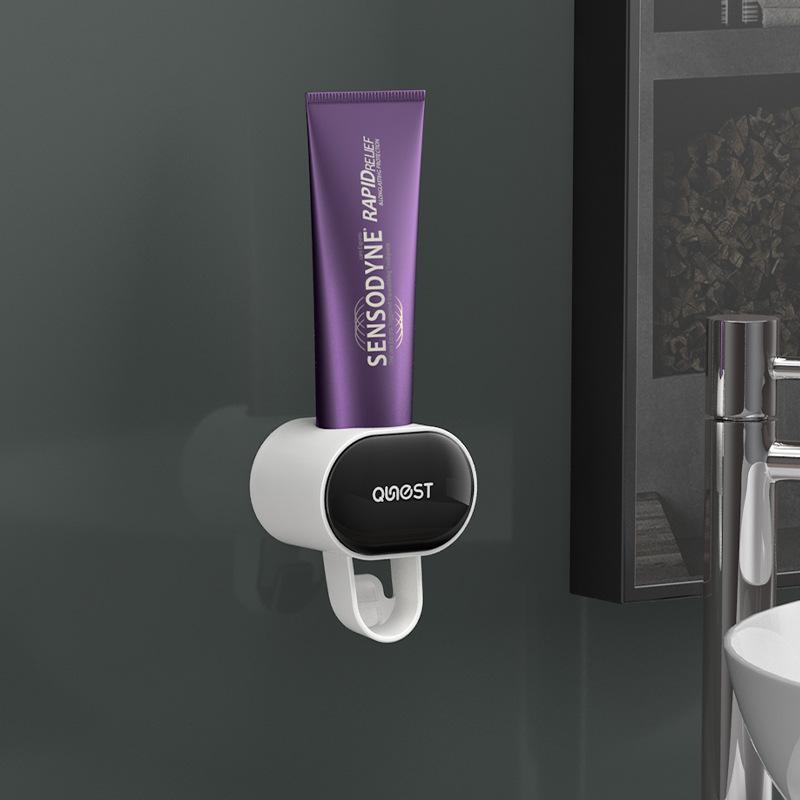 Automatic Toothpaste Dispenser Set - Wall-mounted, No-drilling Toothpaste Holder for The Bathroom, Lazy Person s Squeezing Gadget чёрный