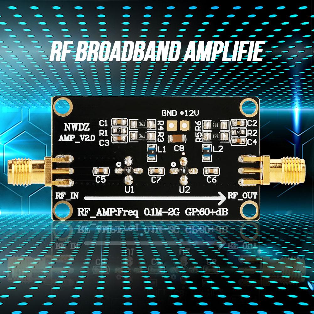 Широкосмуговий ВЧ підсилювач LNA 0.1M-2G Посилення 60dB Двоступеневе посилення
