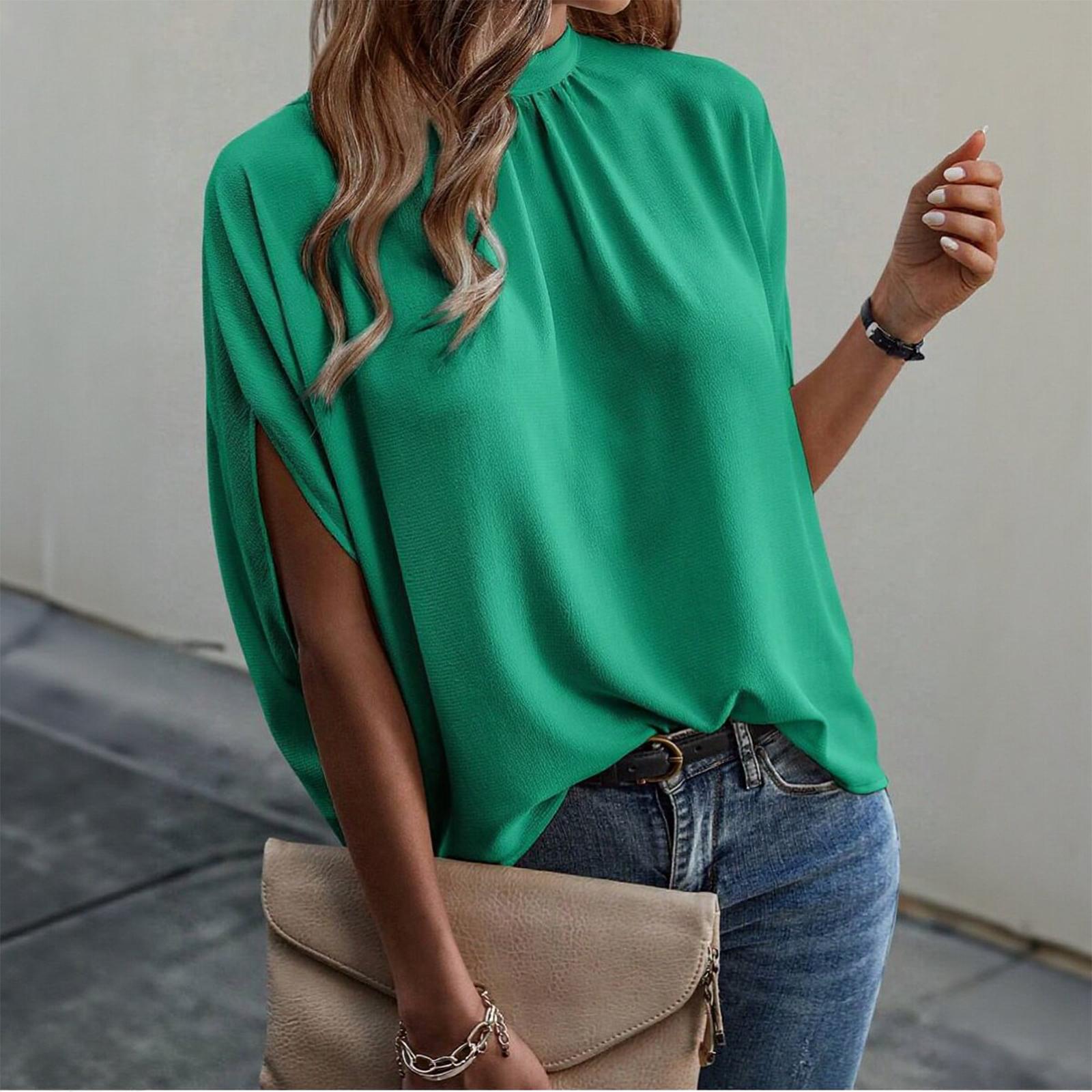 Women s Casual Fashion Round Neck Strap Half Sleeve Shirt T-shirt Top L