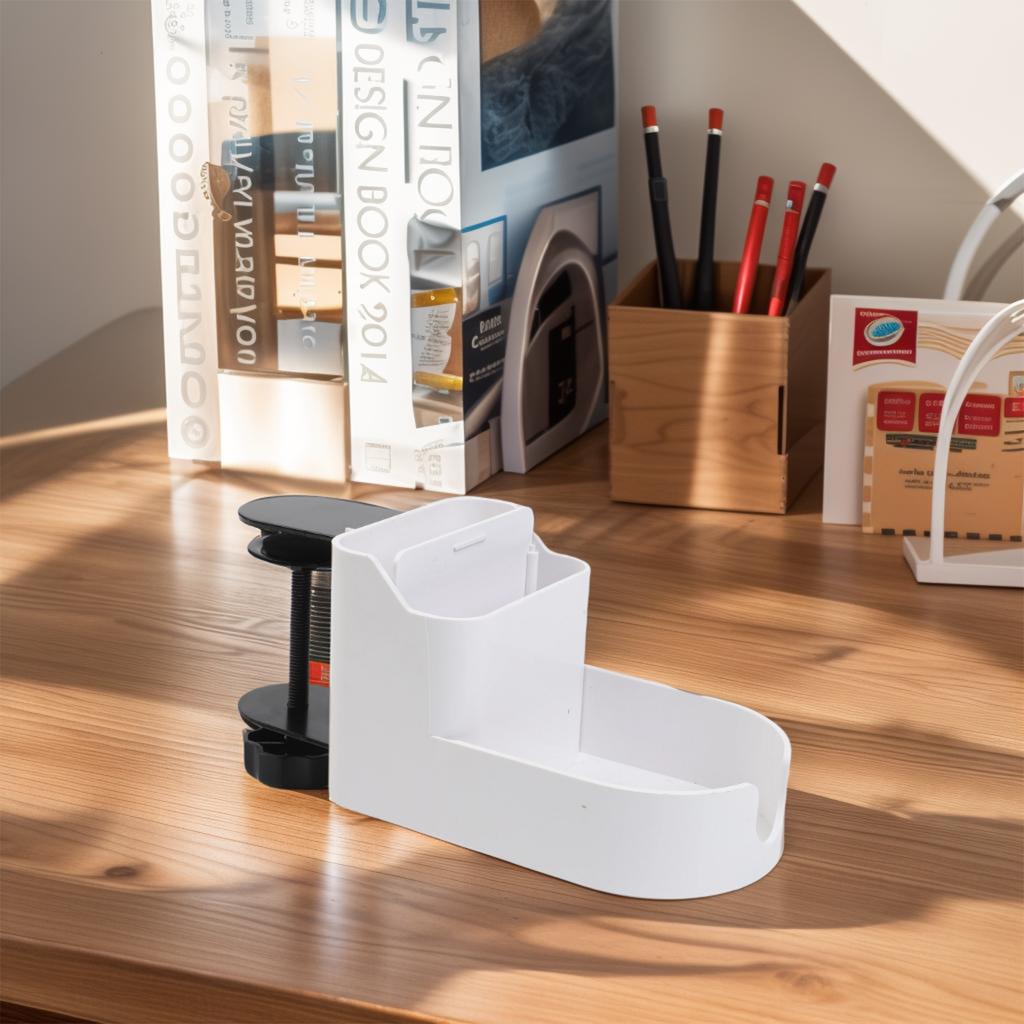 Phone and Cup Organizer Desktop Storage Rack with Adjustable Removable Partition Anti Slip Screw Buckle ABS Carbon Steel