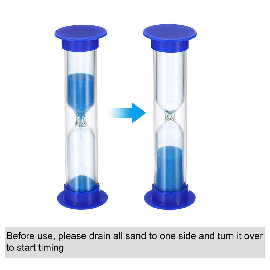 PATIKIL 2-Minute Hourglass, 6 Pieces, Small Hourglass with Plastic Cover, Countdown Hourglass, Game, Kitchen, Party Favors, DIY Decoration, Blue