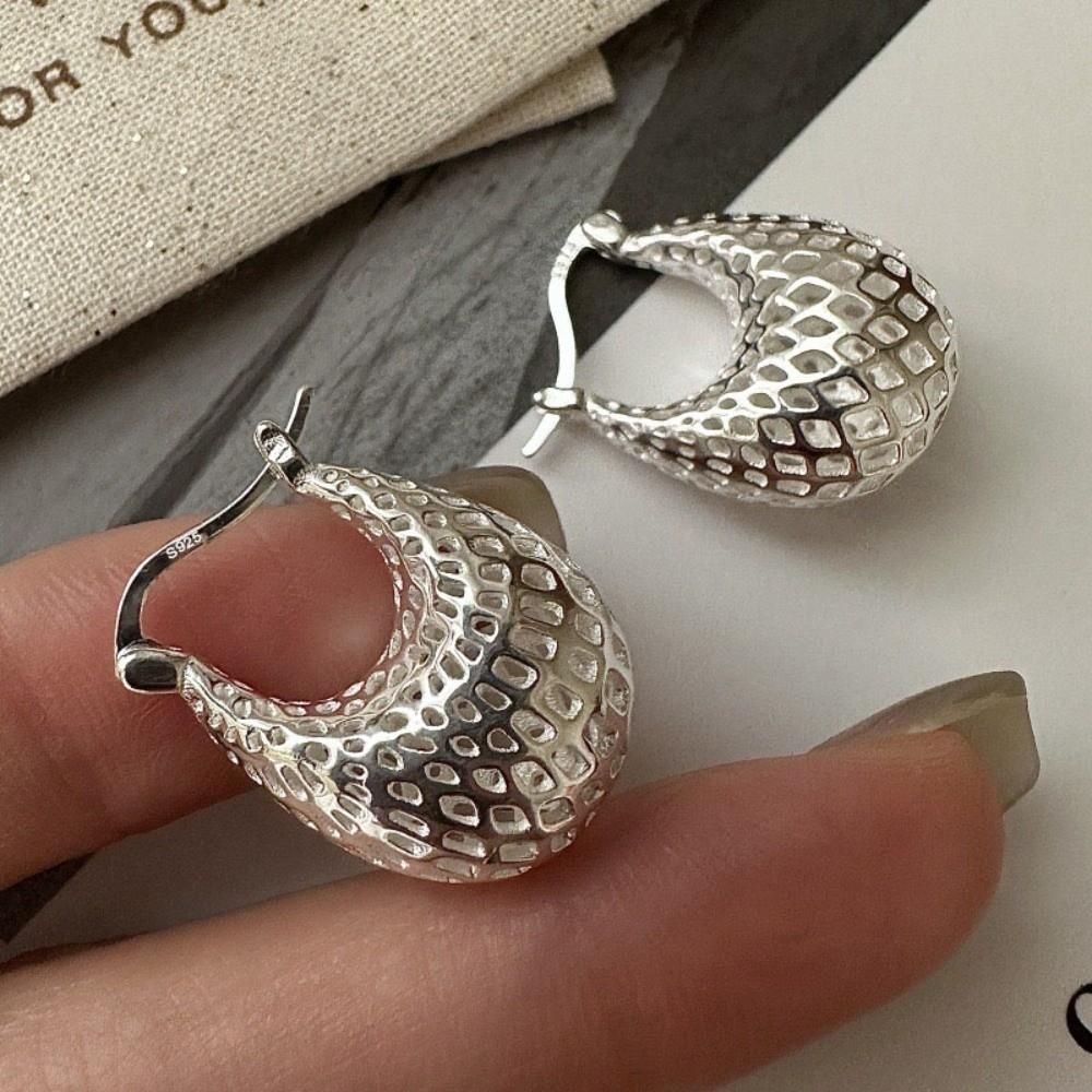 Hollow Out Stud Earrings Silver Color Ear Stud New Simple Earring  Women Accessories