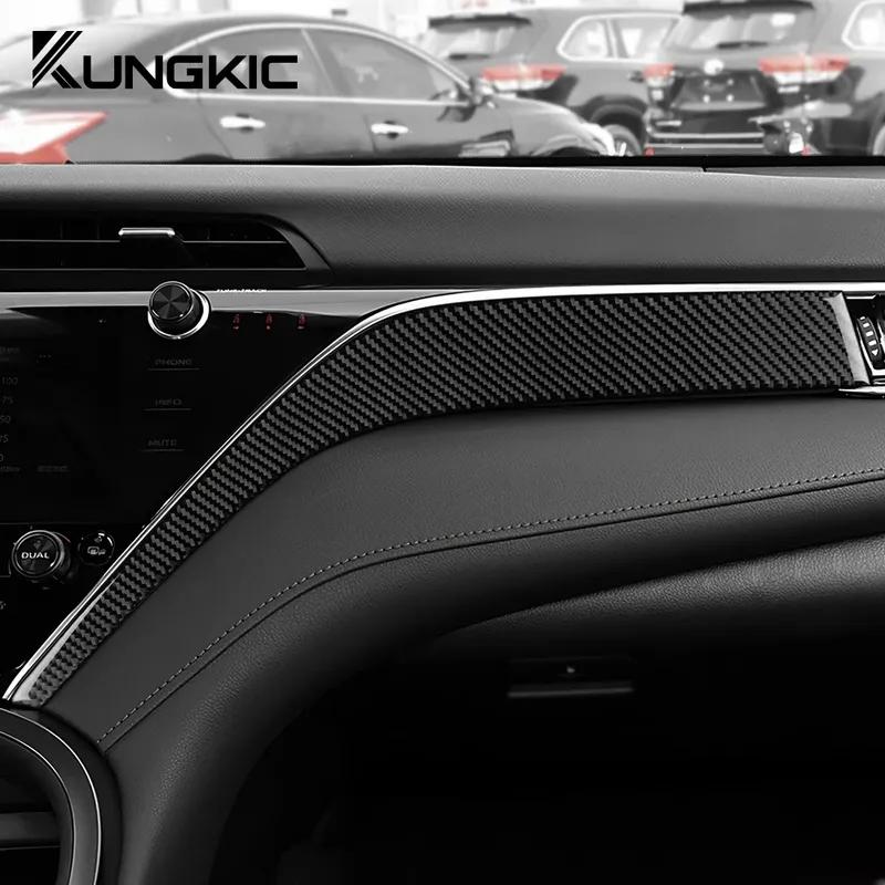 Real Soft Carbon Fiber For Toyota Camry XV70 2018      2024 LHD RHD Car Passenger trument Panel Sticker