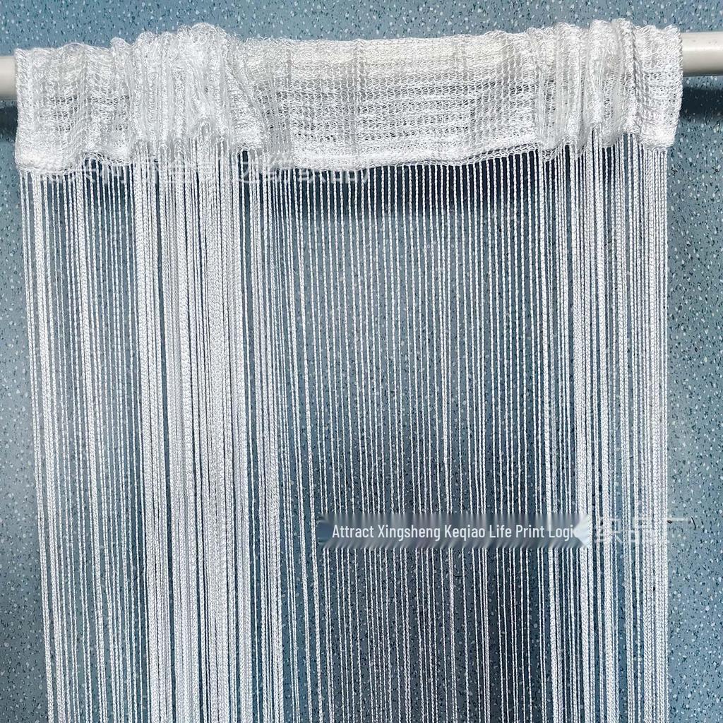 1x2m Korean Style Solid Color String Curtain, Light-Filtering Rod Pocket, Ideal for Weddings
