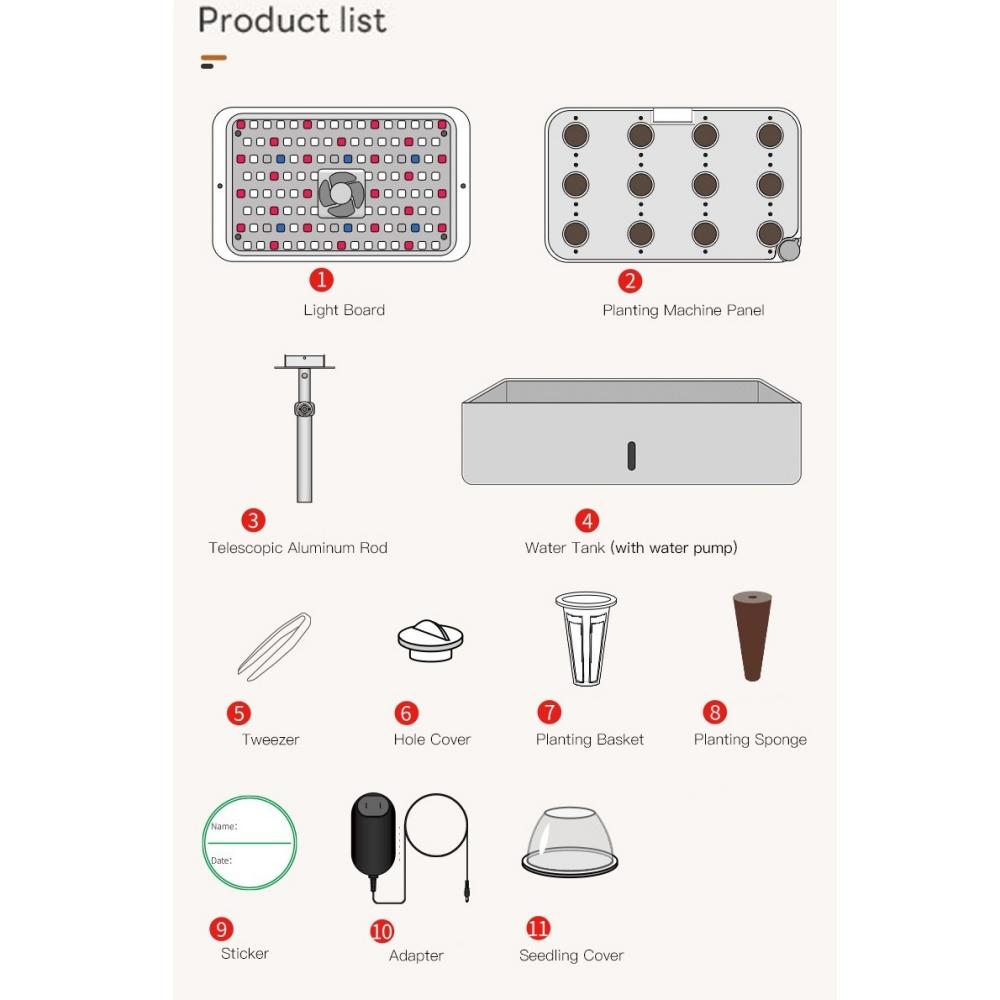 Zerstäubendes hydroponisches Anbausystem-Kit 12-Töpfe Indoor Smart Kräutergarten Pflanzgefäß
