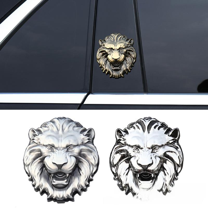 Handcrafted Lion Head Car Body Sticker: Personalized Metal Logo for Car Clubs