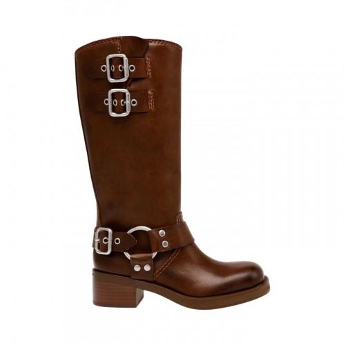 Steve Madden Womens/Ladies Eastern Leather Buckle Detail Motorcycle Boots