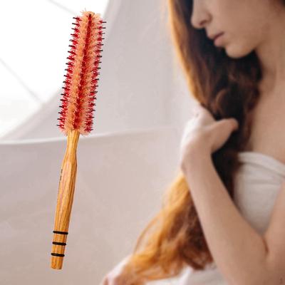 Round Hair Brush, Small Roller Brush with Natural Wooden Handle for Styling Blowing Drying Ing