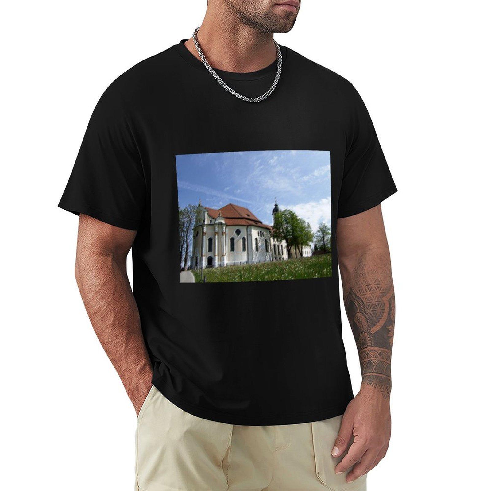 

Wieskirche TShirt oversizeds Funny tshirt blue archive shirts men graphic 4XL