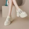 12cm Inner Height Increase Leather Women's Shoes Thick-soled Thin Loafers 2025 New Round Head Waterproof Table Muffin Sole Single Shoes