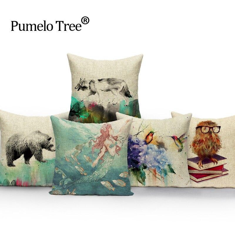 18'' Wolf Sofa Pillow Case Cotton Linen Fashion Throw Cushion Cover Home Decor 18'' Wolf Sofa Pillow Case Cotton Linen Fashion Throw Cushion Cover Home Decor