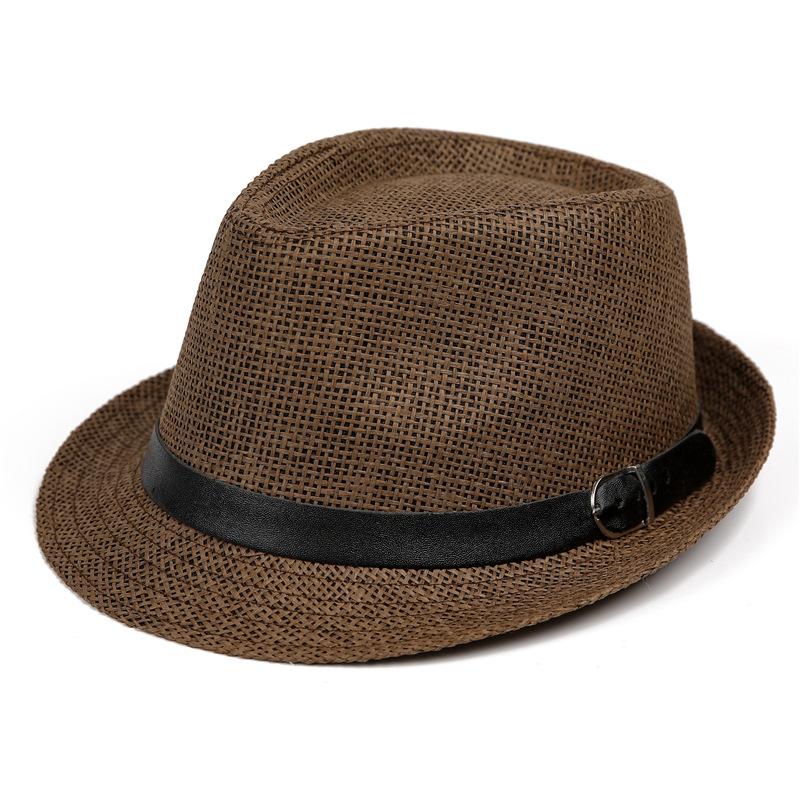 

Jazz Hat Straw Hat Men S And Women S Travel Beach Hat Spring And Summer Sunshade British Hat Parent-Child Children S Top Hat Casual Cool Hat Children s style (54-56cm) темно-коричневого кольору
