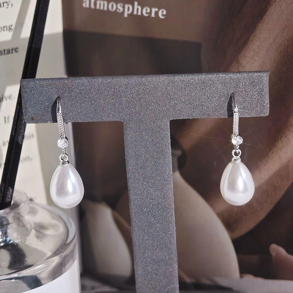 Water Drop Shape Drop Earrings Shell Beads Ear Hook Simple Long Earrings  Female