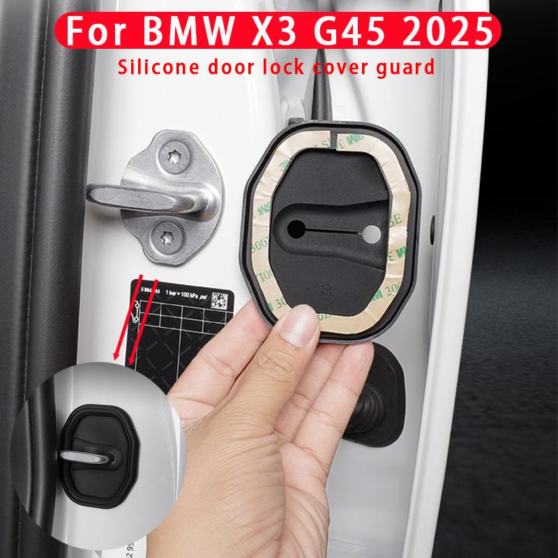 For BMW X3 G45 2025 4PCS Car Door Lock Buckle Protective Cover Shock-absorbing Protective Sleeves Anti-collision Stickers EKSBU1