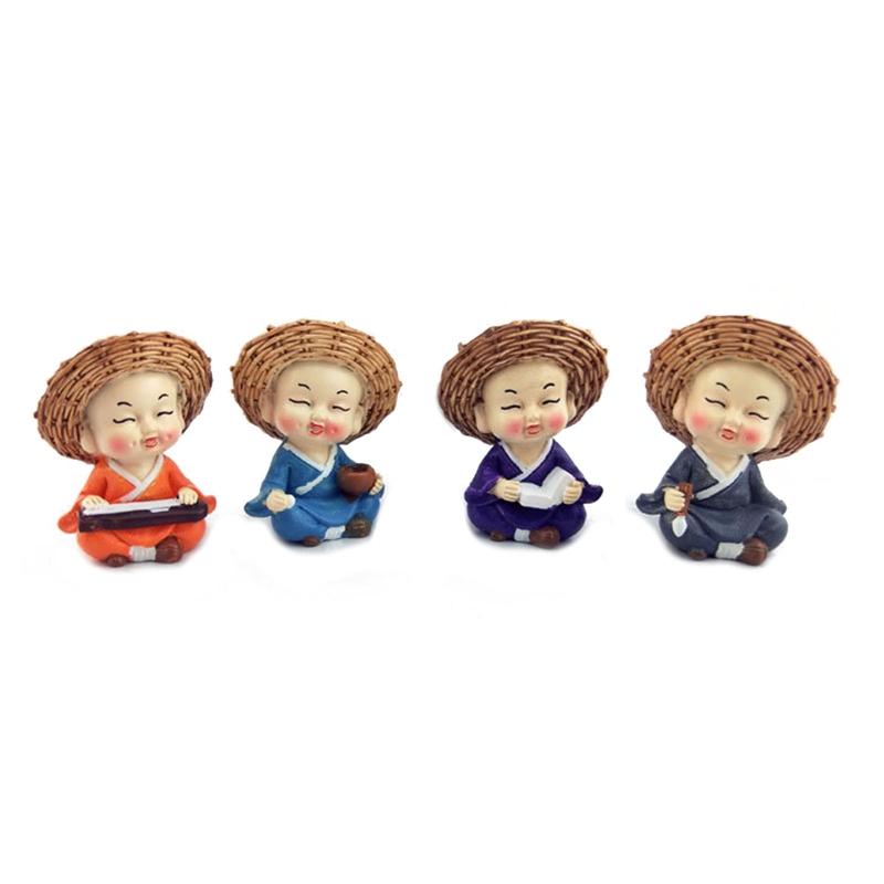 Kawaii Cute Buddhist Monks Miniature Bonsai Figurines Buddha Statue Car Ornament Meditation Home Garden Decor Decoration 1