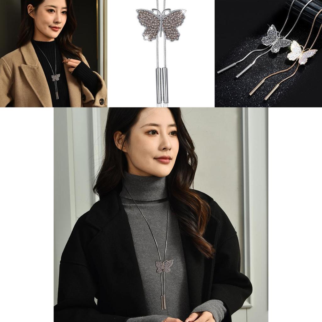 Elegant Butterfly Necklace For Women Long Fashion Sweater Chain Vintage Accessory