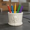 Decorative Skull Statue Gothic Pen Holder, 3D Printed PLA Stationery Organizer, Creative Gift for Men Halloween Theme Container Makeup Brushes