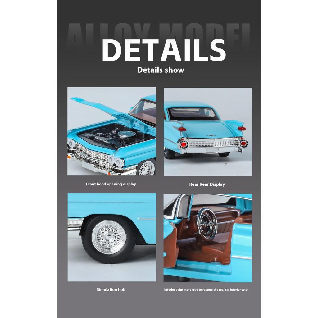 1/32 Cool Cadillac Big Rocket Alloy Model Car, High-quality Alloy Car Toys, Exquisite Decorations, Christmas Gifts