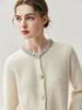 Korean Style Women's Cashmere Cardigan with Rhinestone Neckline, Solid Color, Long Sleeve for Autumn/Winter