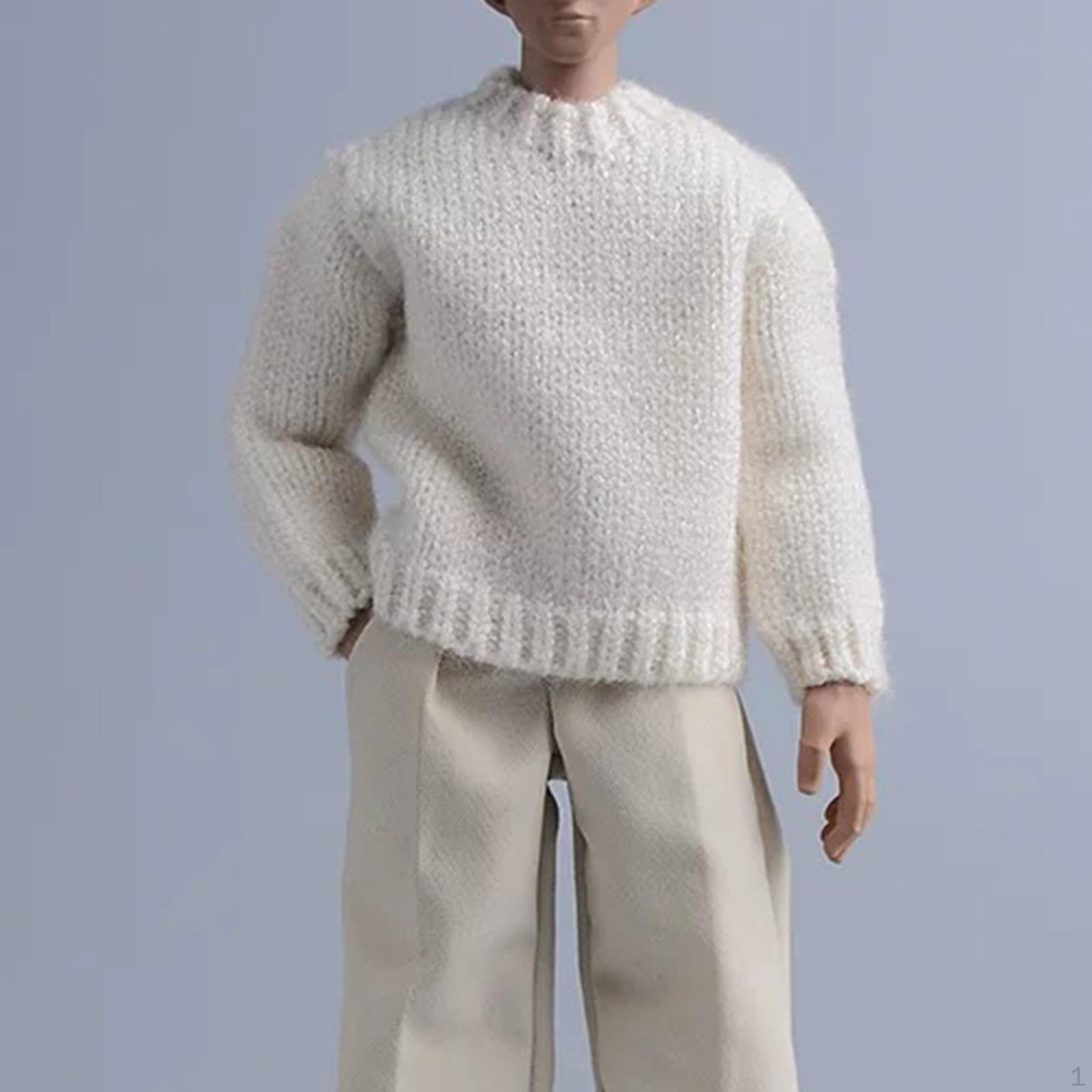 1/12 Action Figure Sweater 6 inch Doll Clothes Long Sleeved Knit Female Clothing Apricot White