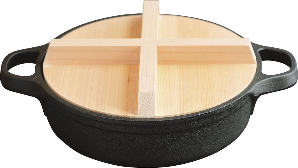 Nichinichi Tools Iron Pot JYO with Wooden Lid 16cm Made In Japan IH Oven Compatible