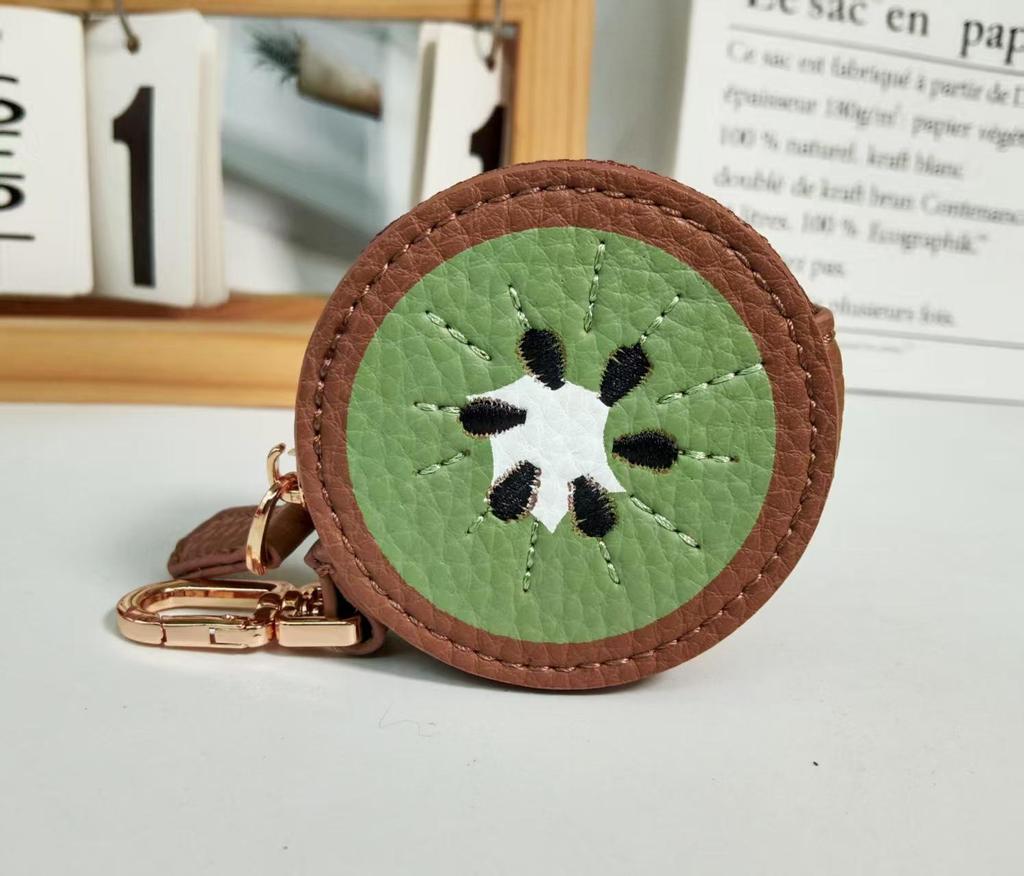 Fresh Style Leather Fruit Coin Purse Keychain Charm