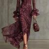 2 Women's Clothing, Flared Sleeve Tether V-Neck Dress Long Sleeve Dress Long Dress