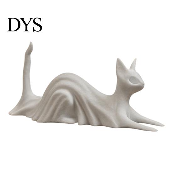 Solid Structure Desk Ornament 3D Printed Cat Ghost Buddy, Cute Halloween Kitty Figurine for Small Bookshelf Display Statues Office Shelf, Spooky