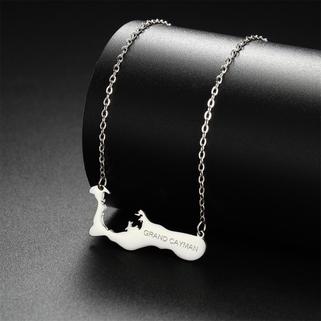  Britain Cayman Islands Map Necklaces Stainless Steel Fashion Grand Cayman Letter Pendant Chain Ethnic Party Jewelry Gift
