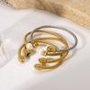 Designer Jewelry Stainless Steel Gold Plated Cuff Bracelet Fashion Jewelry Bangles with Zircons Pearl Jewelry Low MOQ