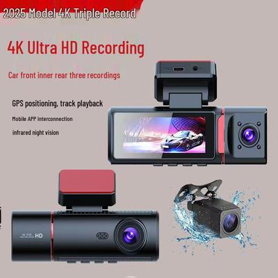 4K Triple-Lens Dash Cam with Night Vision & Built-in GPS